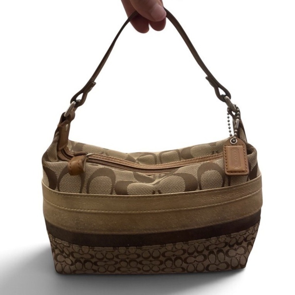 Vintage Coach Signature Patchwork Mini Hobo Shoulder Bag Y2K Brown Tan